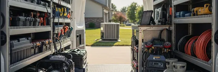 HVAC service van at a worksite