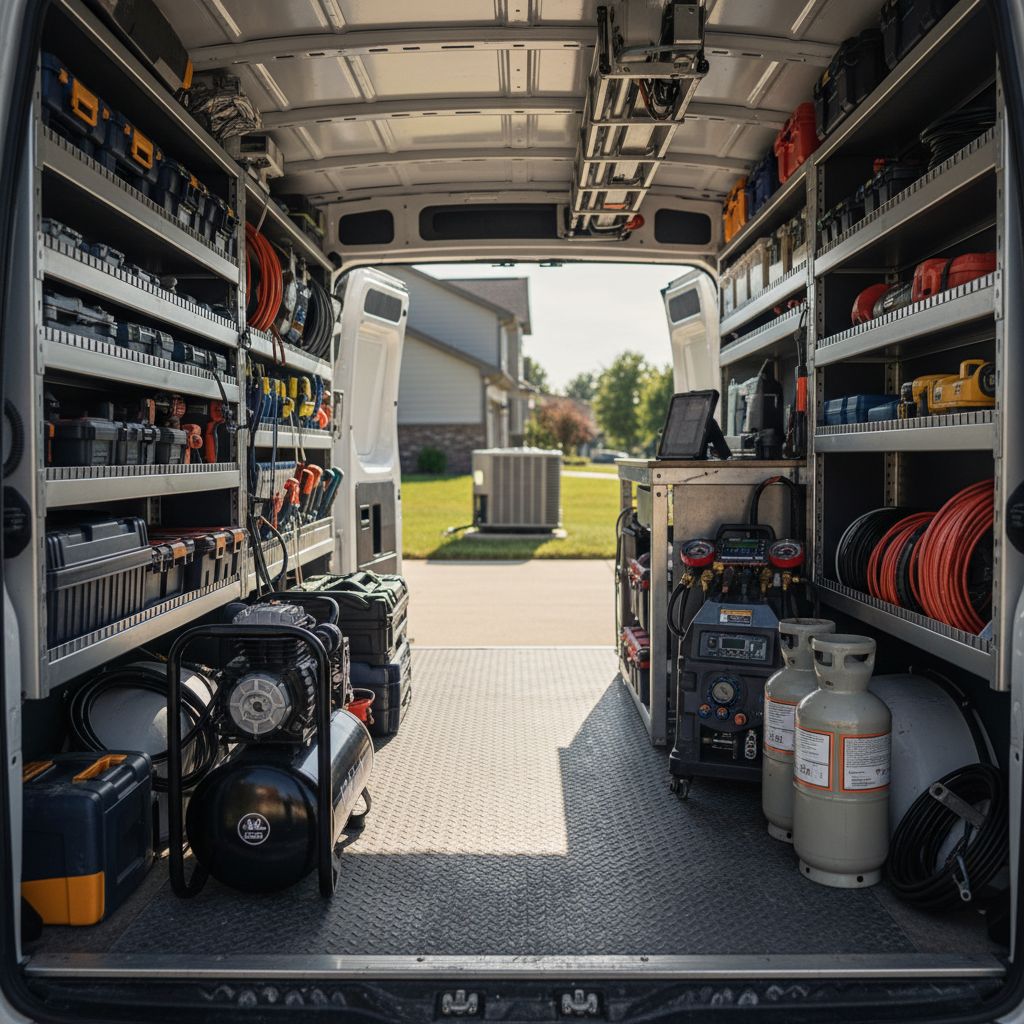 HVAC service van at a worksite