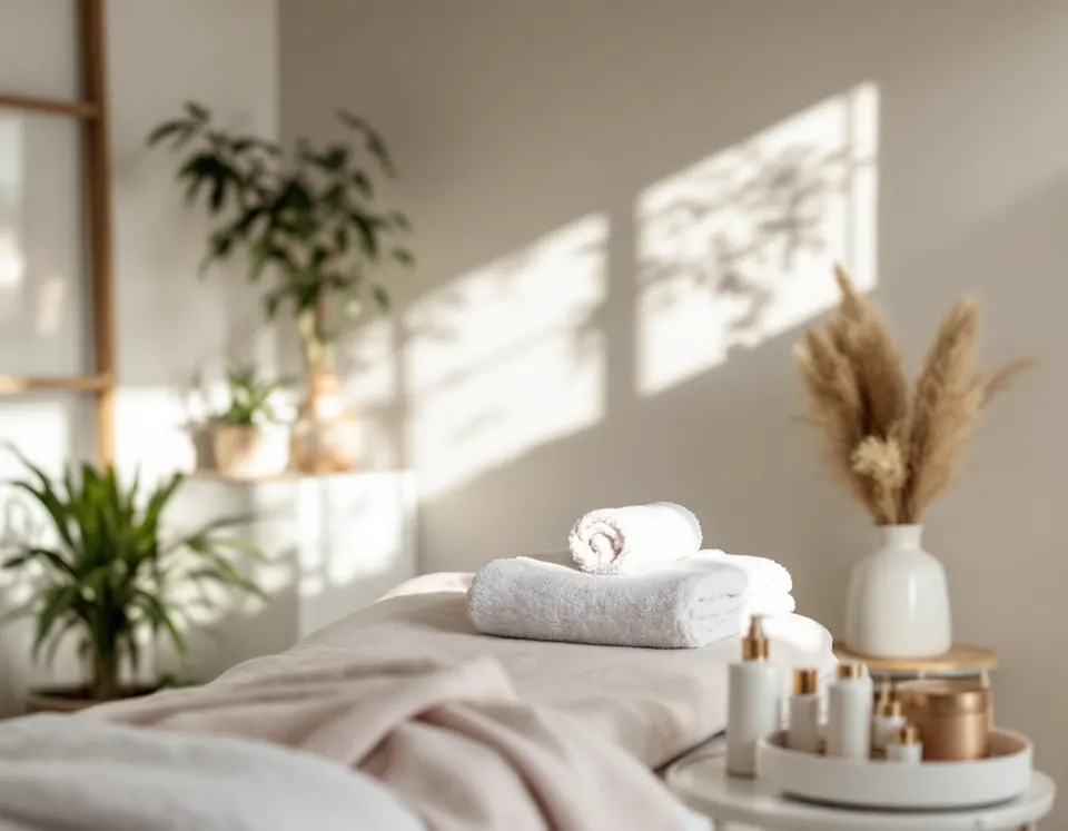 A calm med spa treatment room