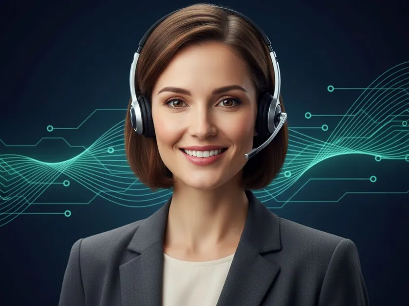 Riley, your AI receptionist, wearing a headset with a warm smile
