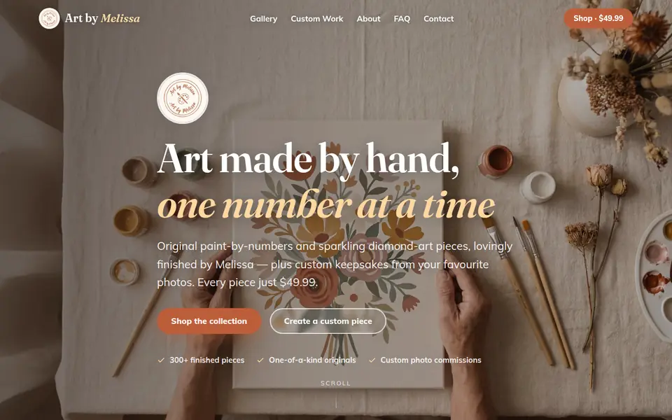 Screenshot of Art by Melissa