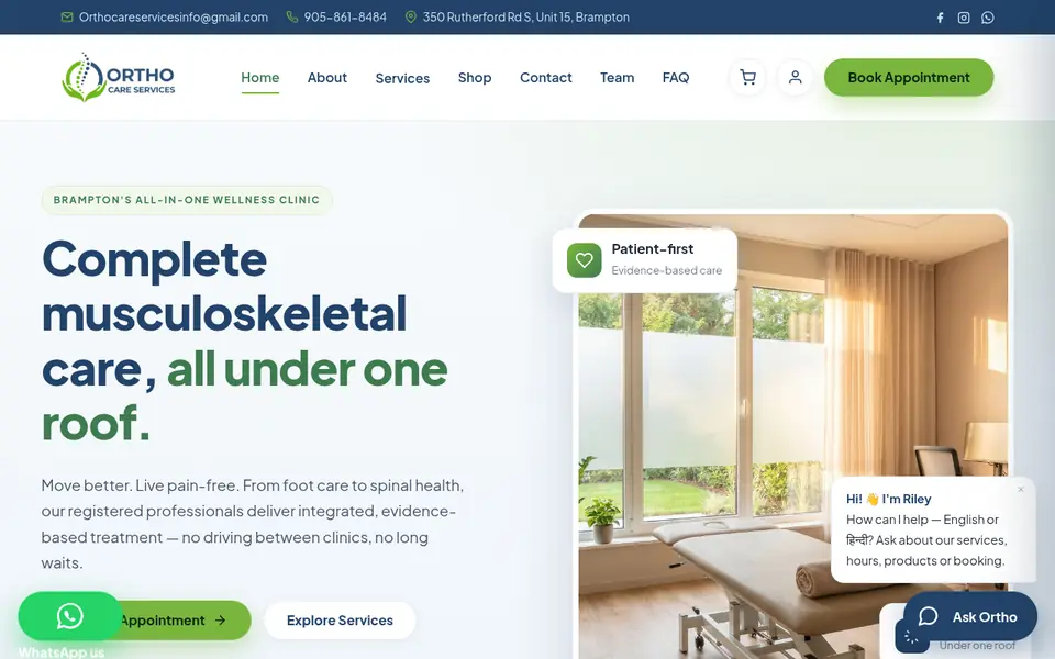 Screenshot of OrthoCare Services