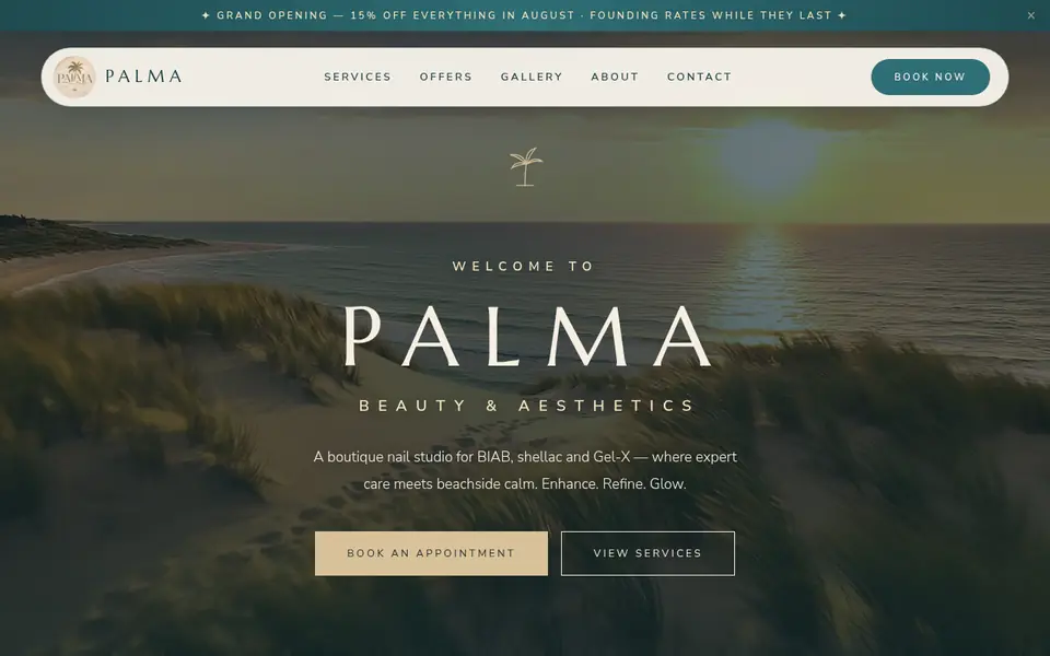 Screenshot of Palma Aesthetics
