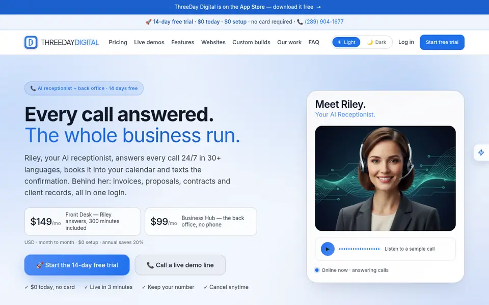 Screenshot of ThreeDay Digital Platform